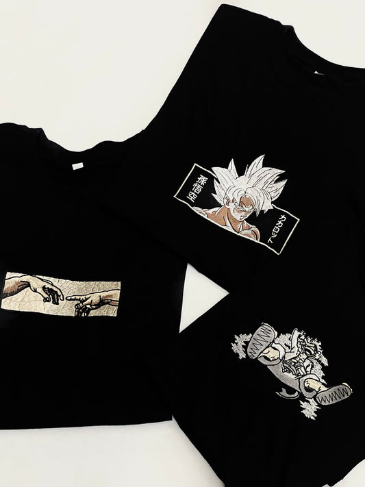 Goku, Luffy - One piece & Creation of Adam 3-Pack Tee