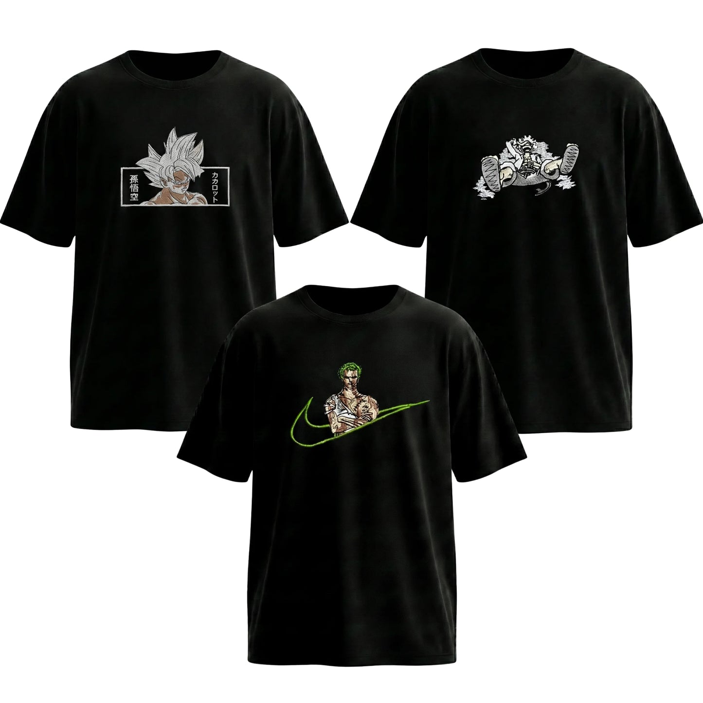 Goku, Luffy - One Piece & Zoro x Nik 3-Pack Tee